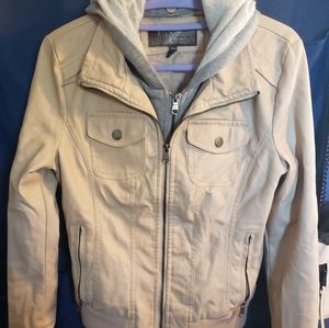 Womens hooded pleather jacket